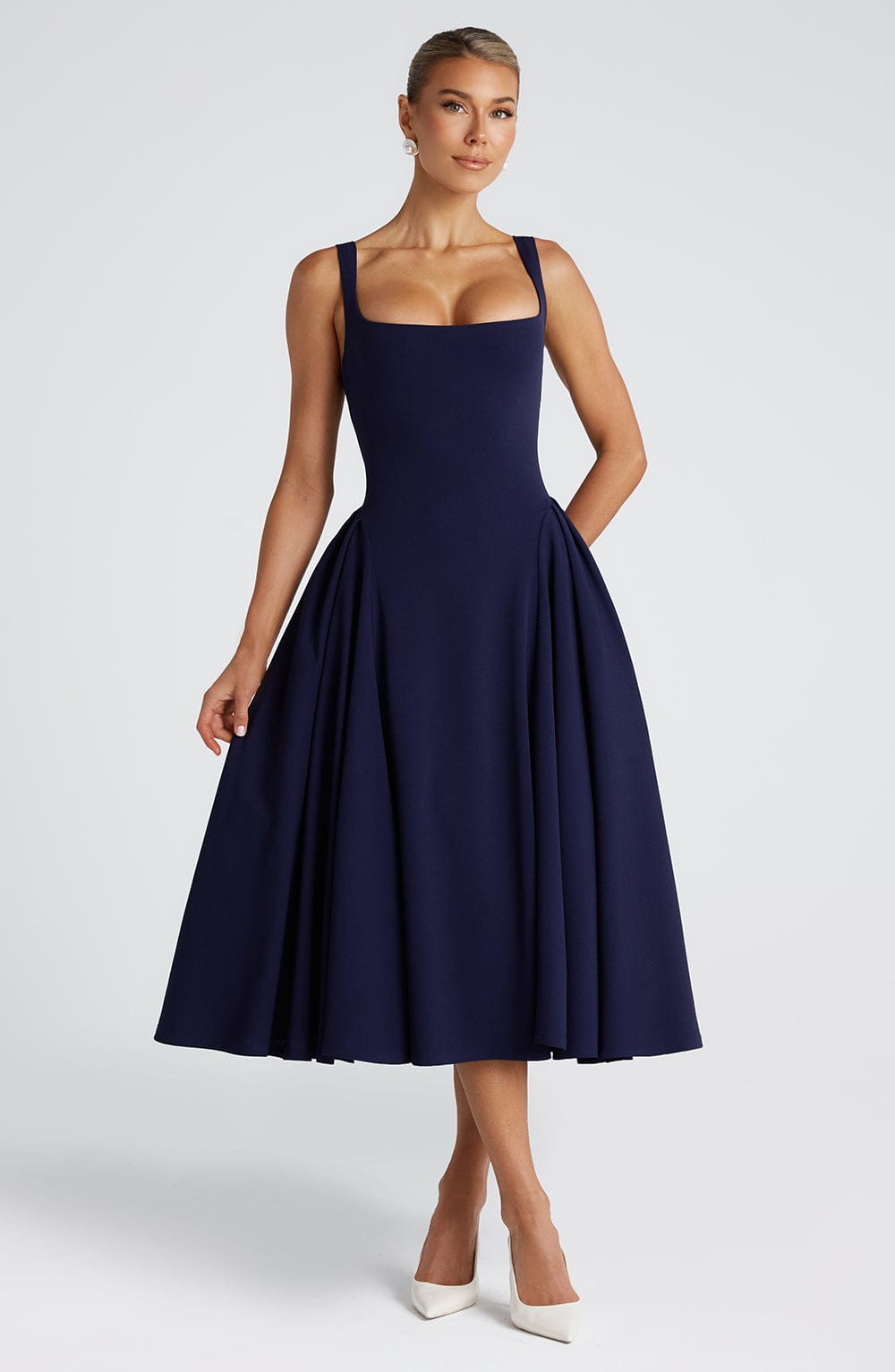 Betty Midi Dress - Navy Dress Babyboo Fashion Premium Exclusive Design