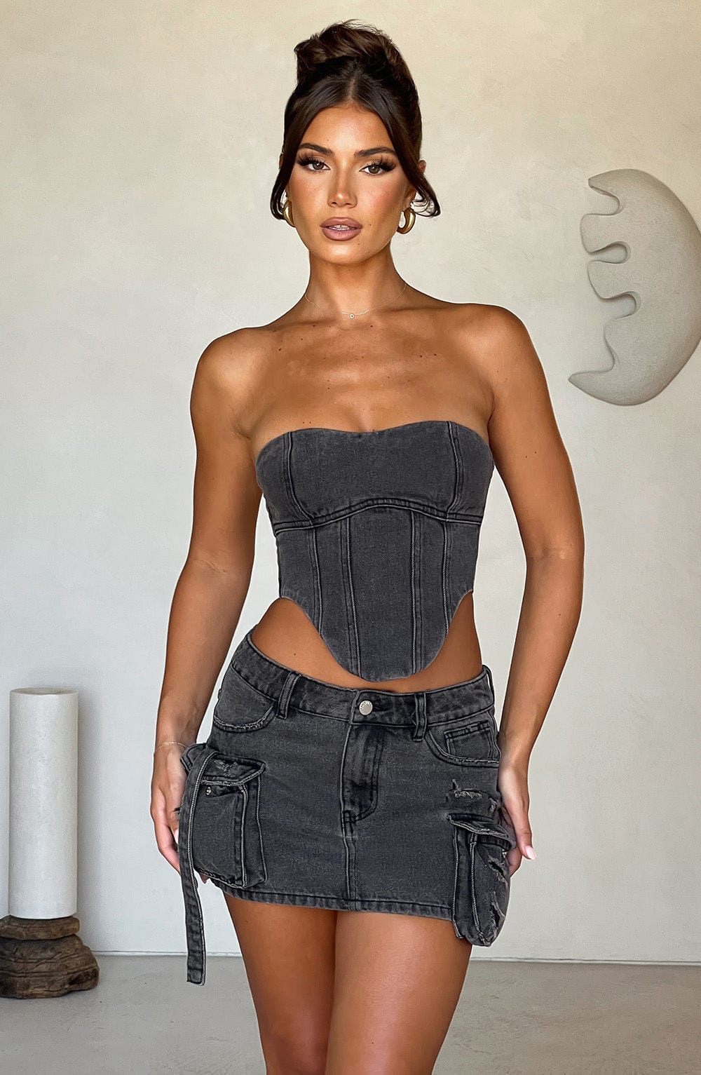 Billie Mini Skirt - Black Wash Skirt Babyboo Fashion Premium Exclusive Design