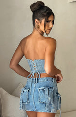 Billie Mini Skirt - Blue Wash Skirt Babyboo Fashion Premium Exclusive Design