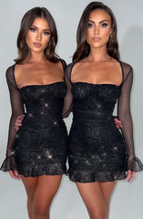 Brea Mini Dress - Black Sparkle Dress XS Babyboo Fashion Premium Exclusive Design