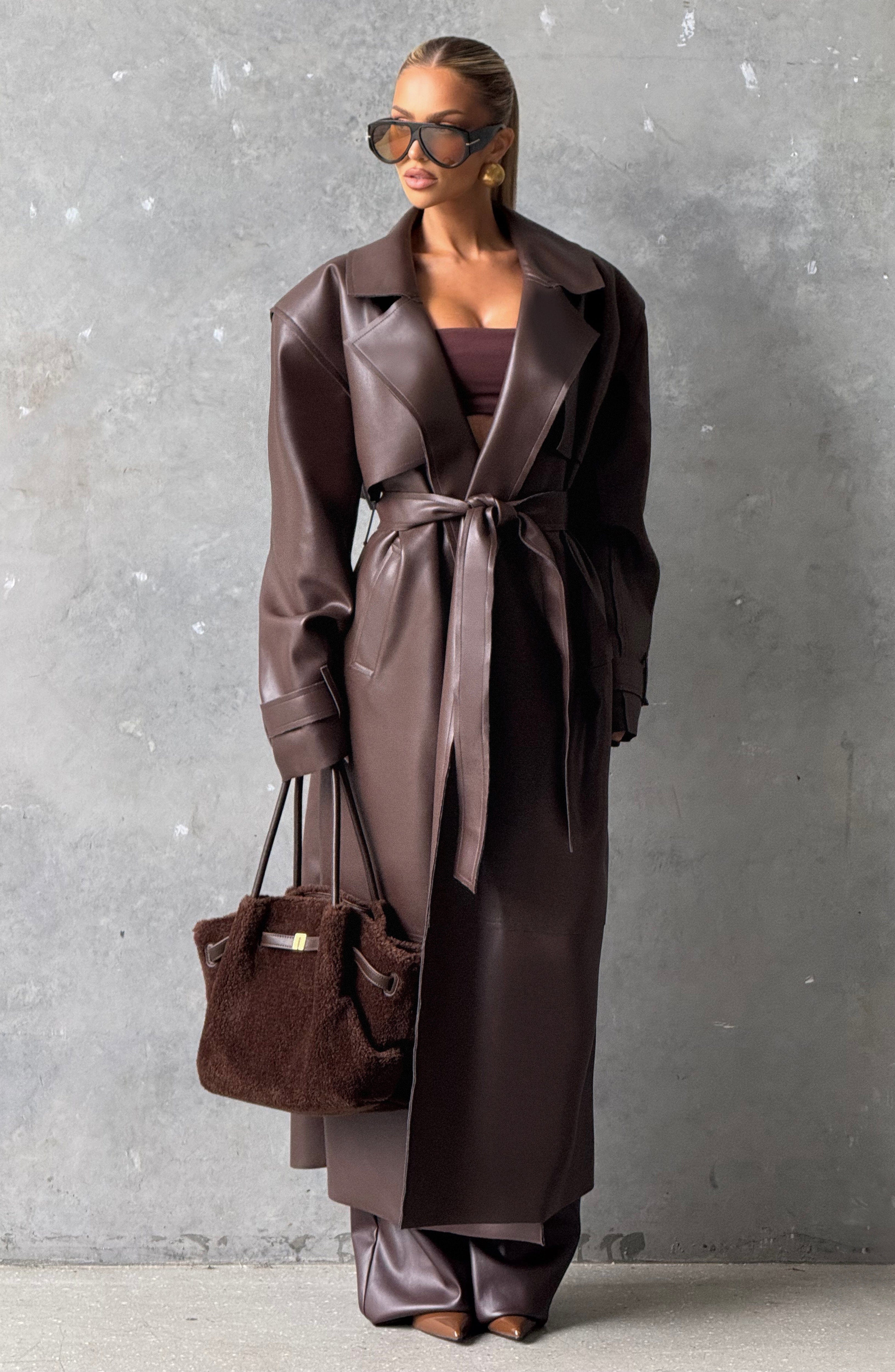Bridget Trench Coat - Plum Brown Jacket Babyboo Fashion Premium Exclusive Design