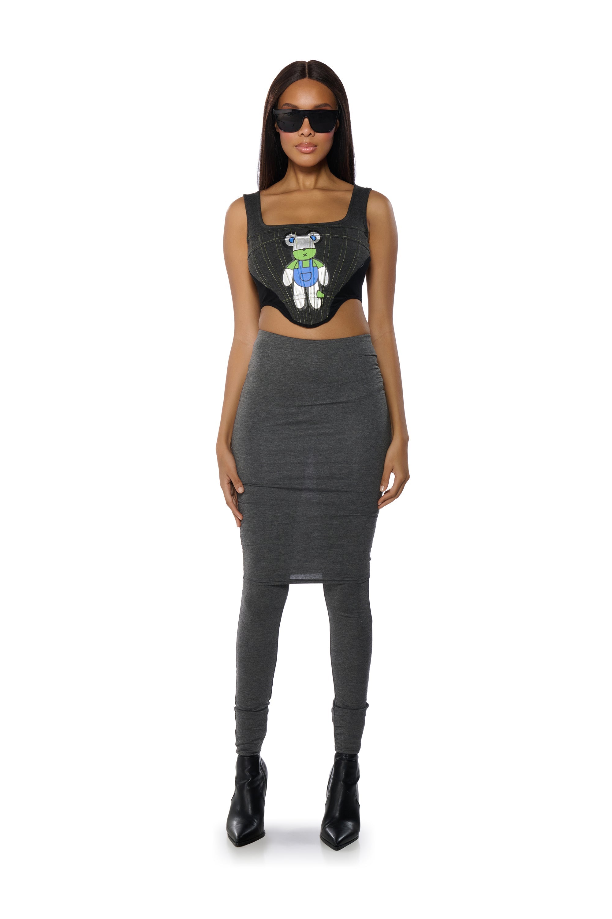 CHARLIE GRAPHIC PRINT CORSET TOP
