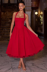 Cressida Midi Dress - Red Dress Babyboo Fashion Premium Exclusive Design