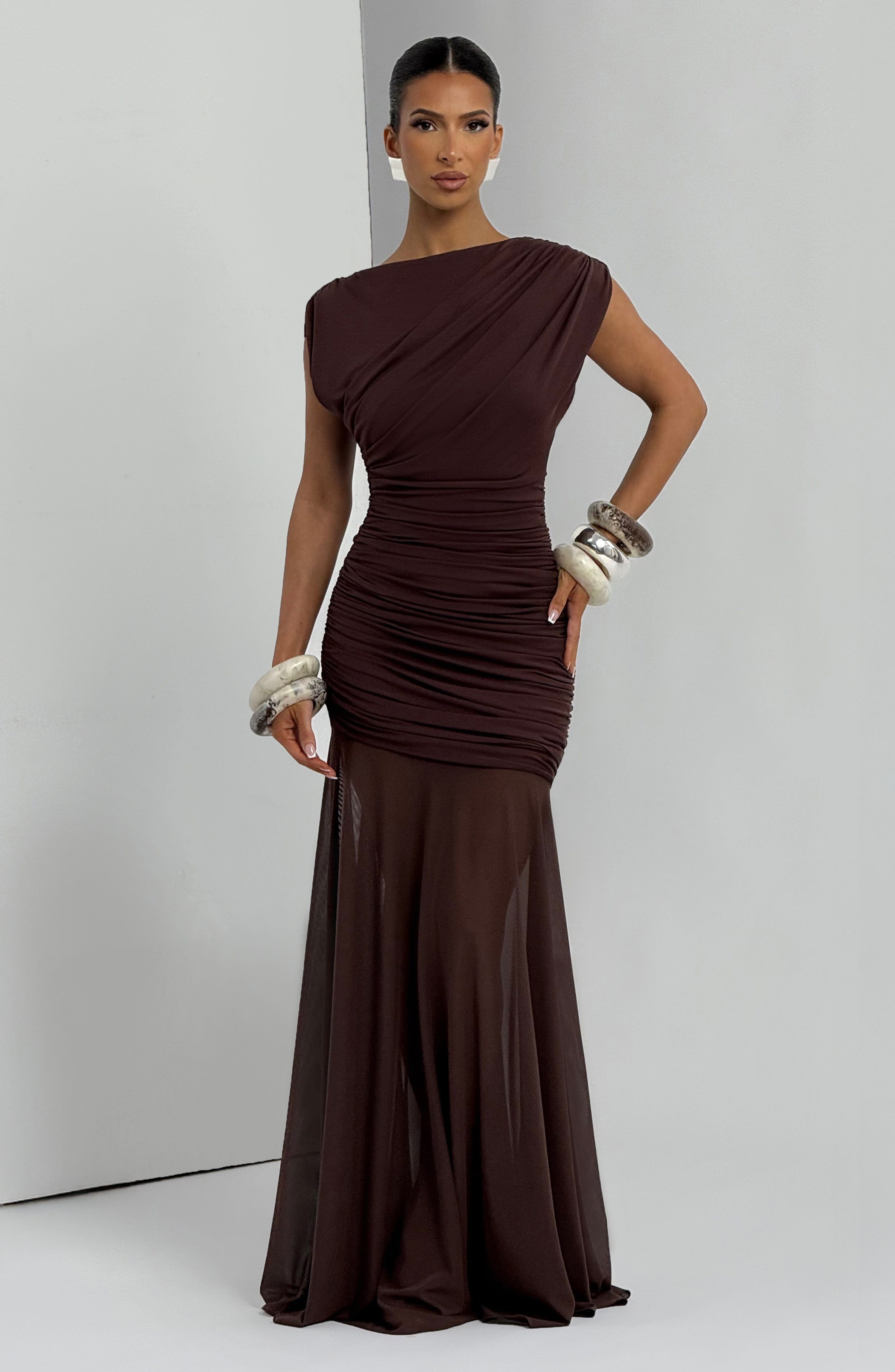 Demelza Maxi Dress - Plum Brown Dress Babyboo Fashion Premium Exclusive Design