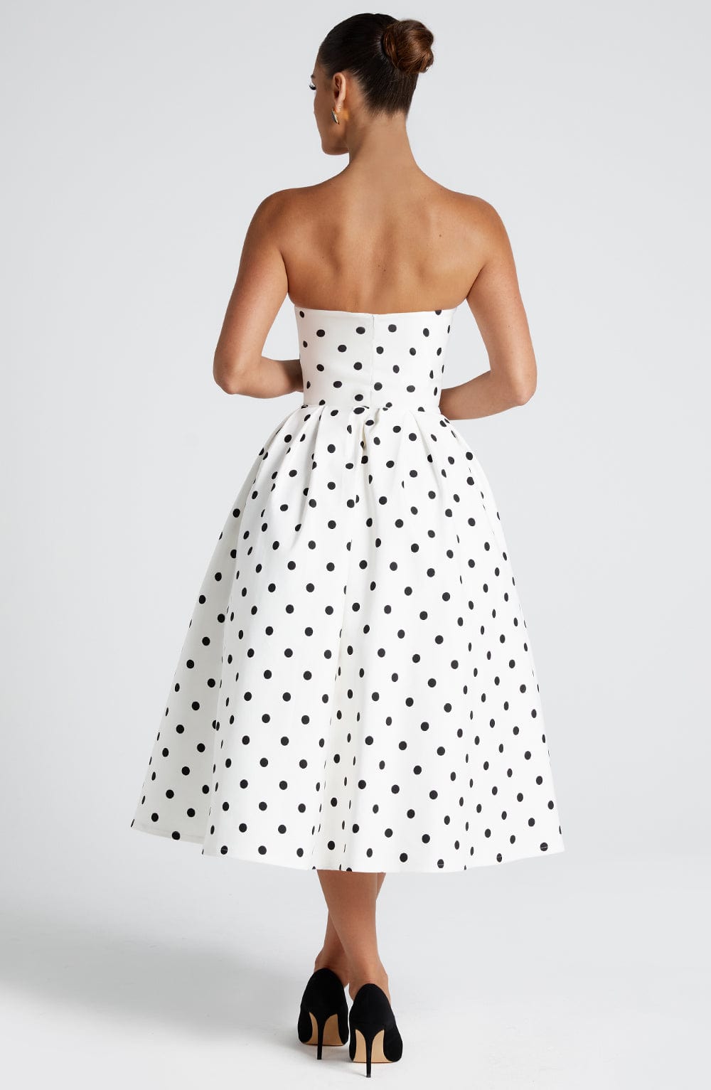 Edith Midi Dress - Black Polka Dot Print Dress Babyboo Fashion Premium Exclusive Design