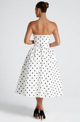 Edith Midi Dress - Black Polka Dot Print Dress Babyboo Fashion Premium Exclusive Design