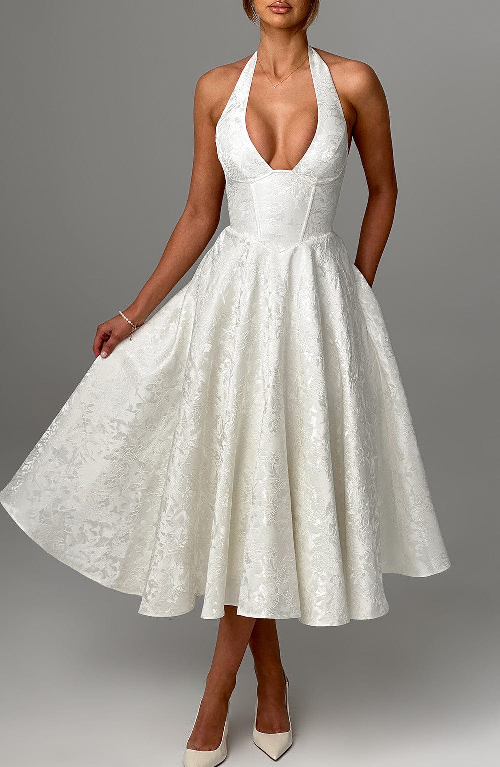 Effie Midi Dress - Ivory Dress Babyboo Fashion Premium Exclusive Design
