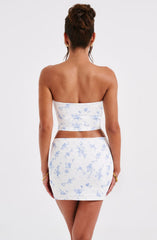 Esmeralda Mini Skirt - Blue Ditsy Print Skirt Babyboo Fashion Premium Exclusive Design