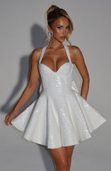 Georgette Mini Dress - Ivory Dress Babyboo Fashion Premium Exclusive Design