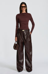 Glenda Pants - Plum Brown Pants Babyboo Fashion Premium Exclusive Design