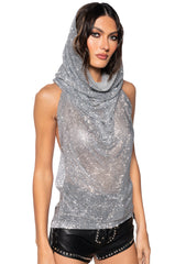 GLISTENING RHINESTONE MESH TOP
