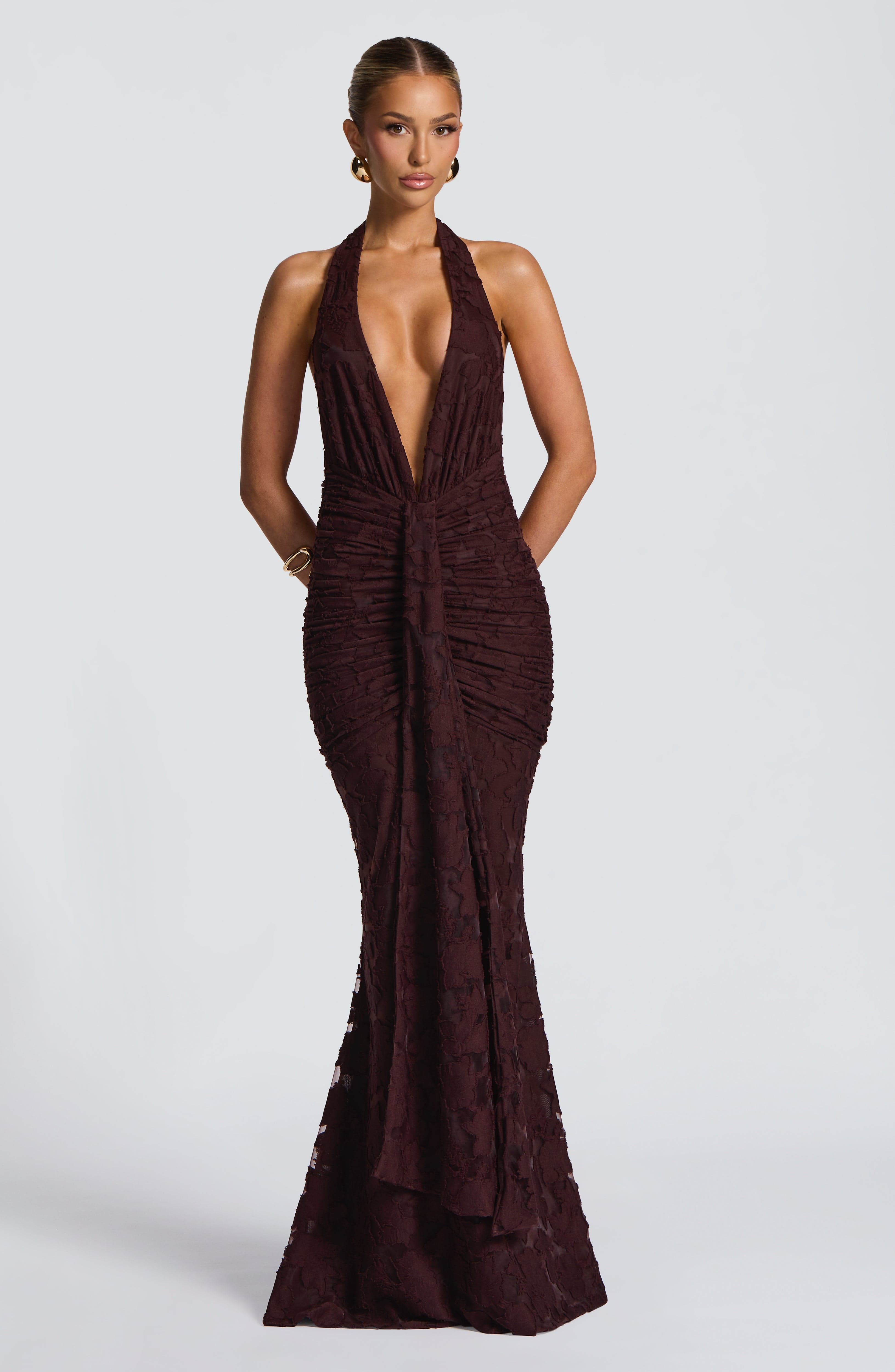 Guinevere Maxi Dress - Plum Brown Dress Babyboo Fashion Premium Exclusive Design