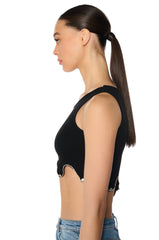 THE MEDUSA CROP RHINESTONE DETAIL TANK