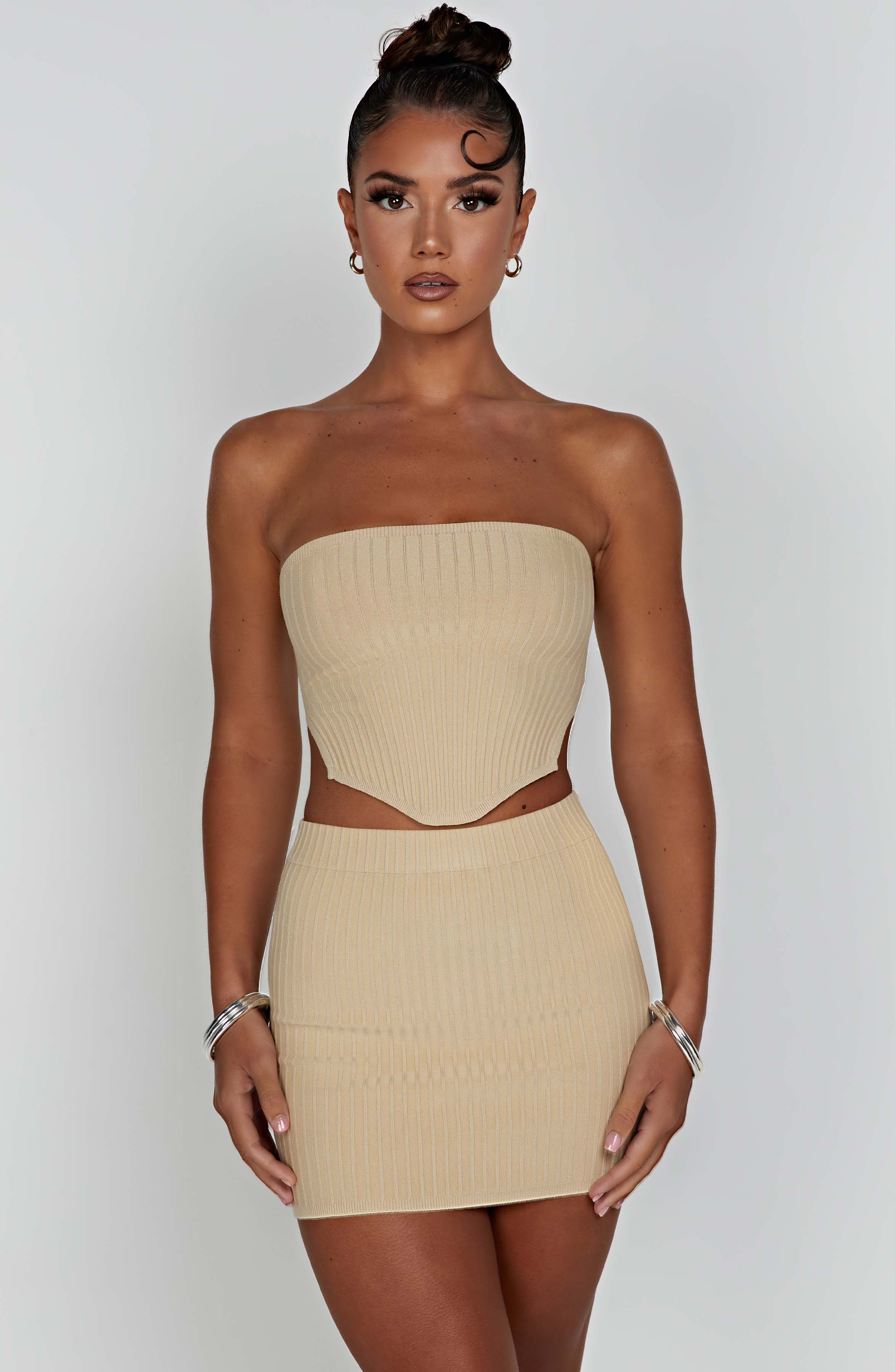 Jaz Mini Skirt - Beige Skirt Babyboo Fashion Premium Exclusive Design