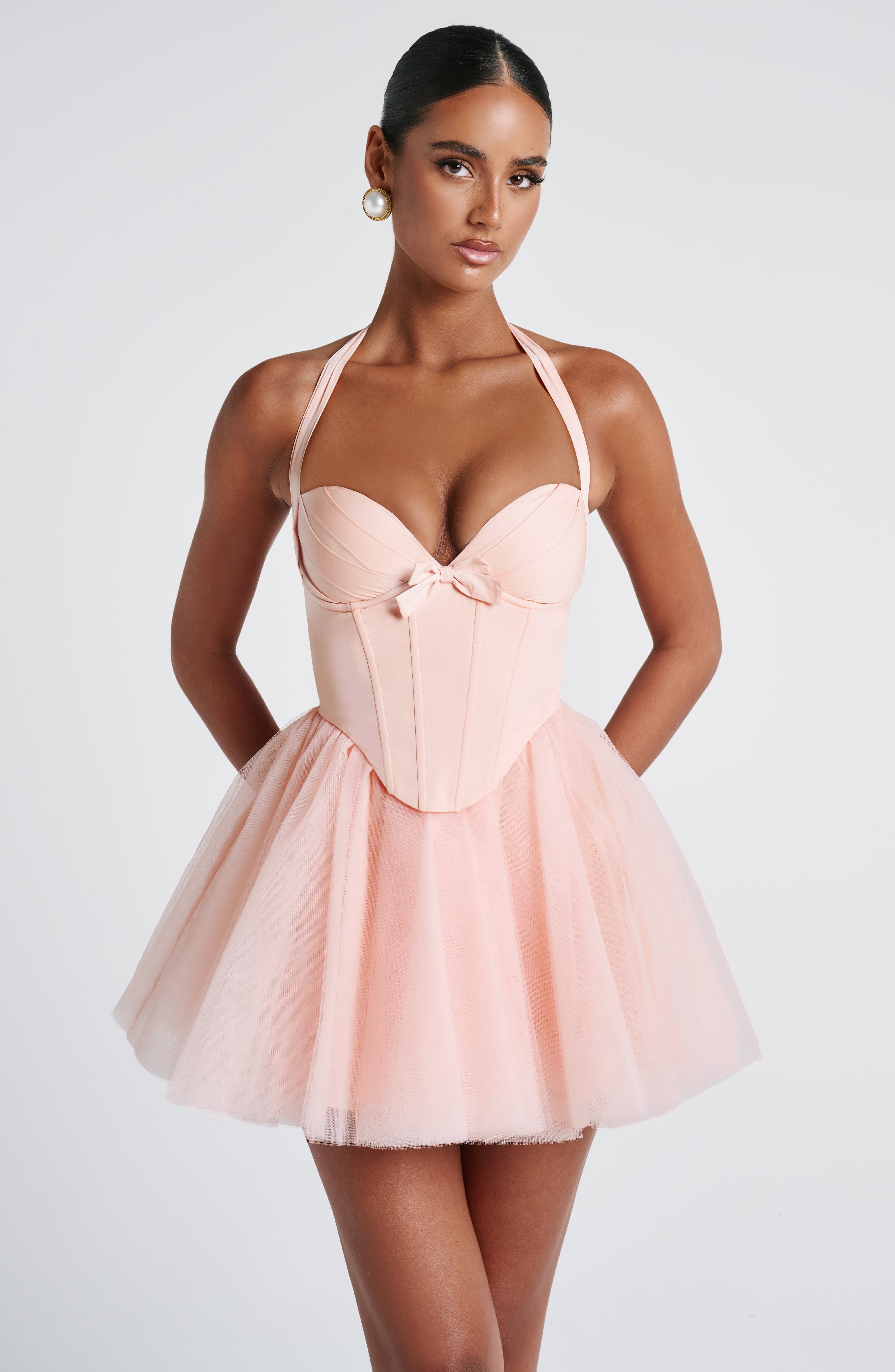 Keely Mini Dress - Soft Peach Dress Babyboo Fashion Premium Exclusive Design
