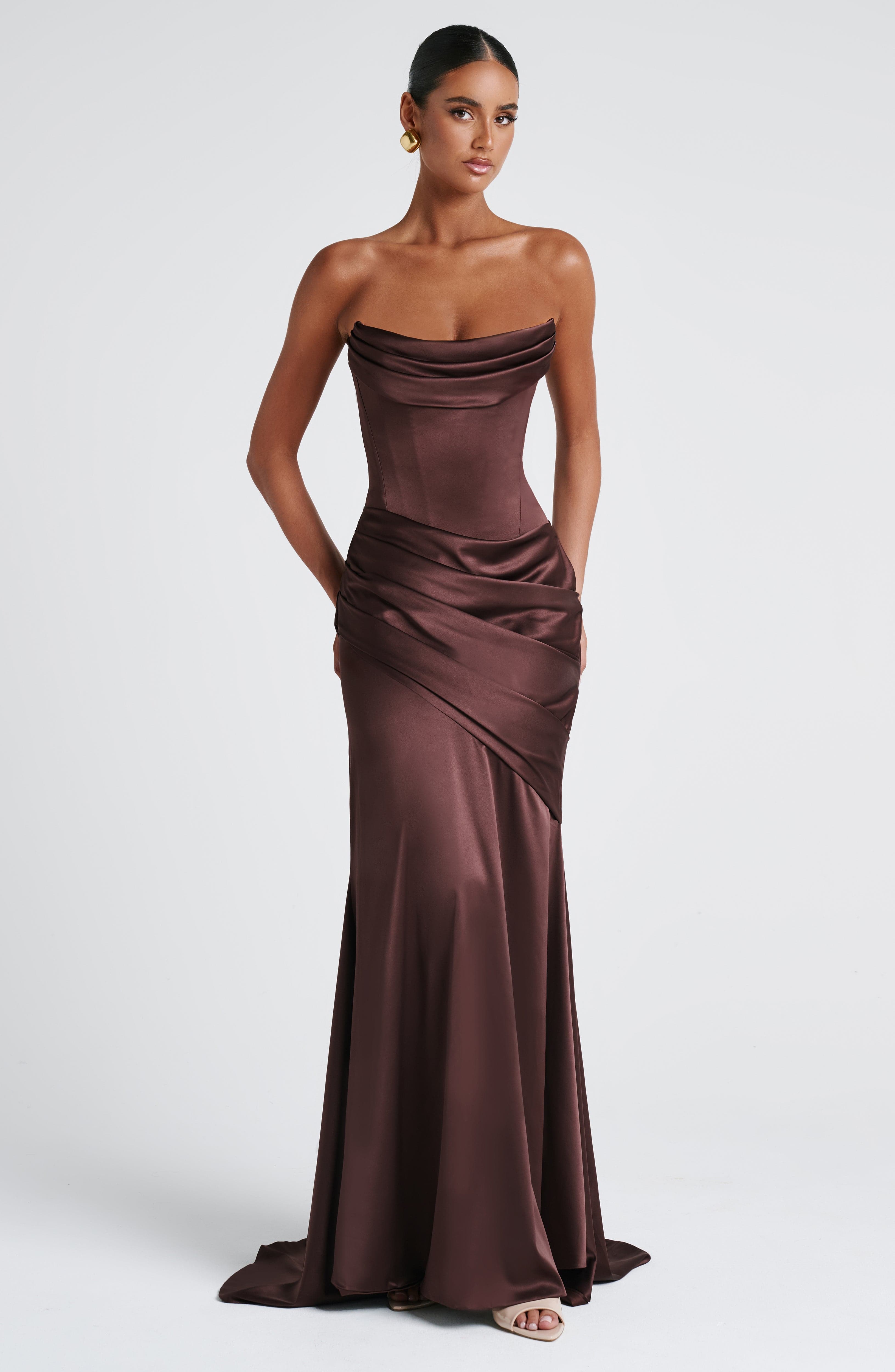 Kensington Maxi Dress - Plum Brown Dress Babyboo Fashion Premium Exclusive Design