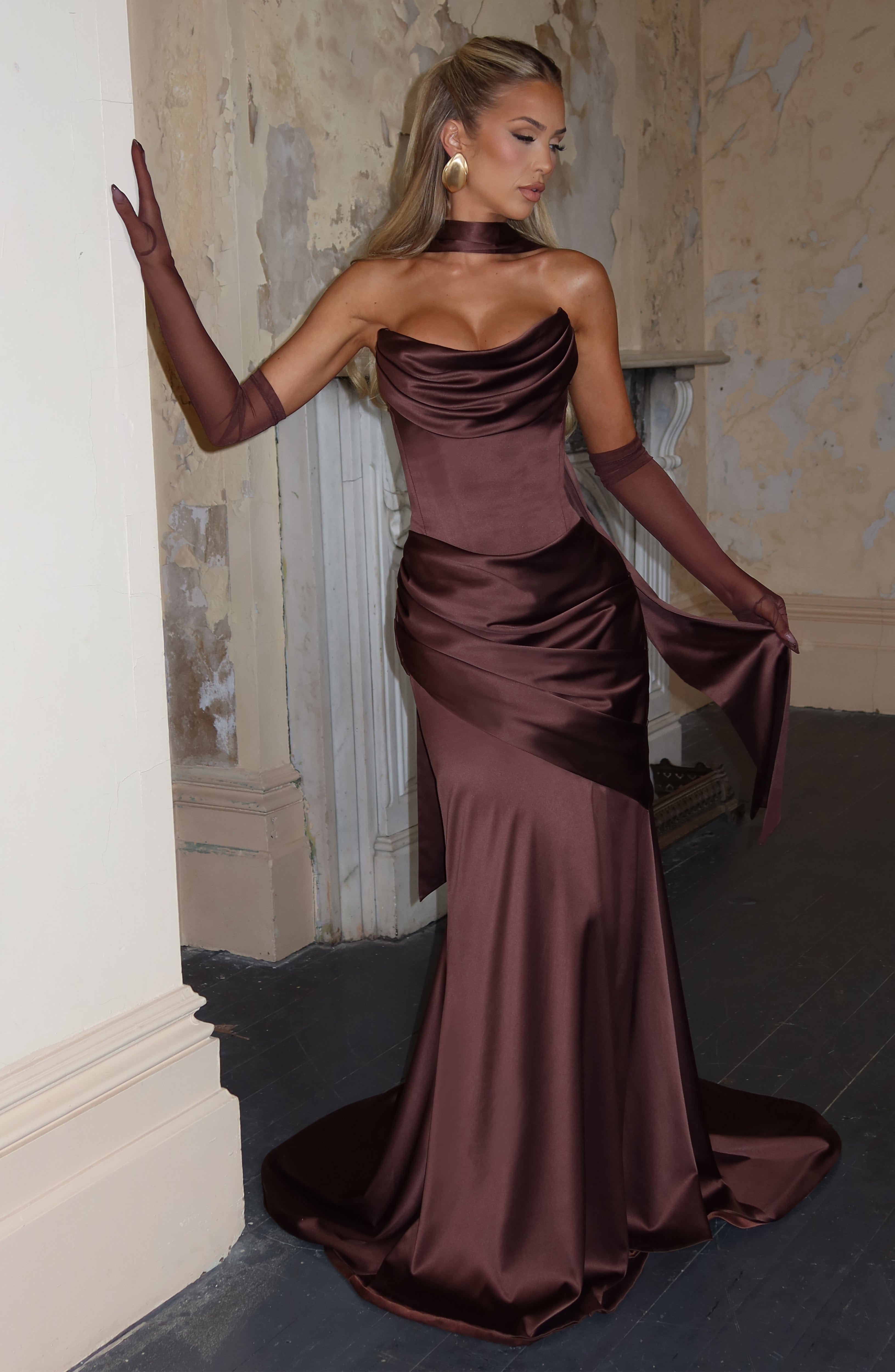 Kensington Maxi Dress - Plum Brown Dress Babyboo Fashion Premium Exclusive Design