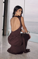 Lorenza Maxi Dress - Plum Brown Dress Babyboo Fashion Premium Exclusive Design