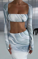 Lucianna Top - Grey Haze Print Shirts & Tops XS Babyboo Fashion Premium Exclusive Design