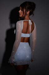 Maisie Mini Skirt - Baby Blue Sparkle Skirt Babyboo Fashion Premium Exclusive Design
