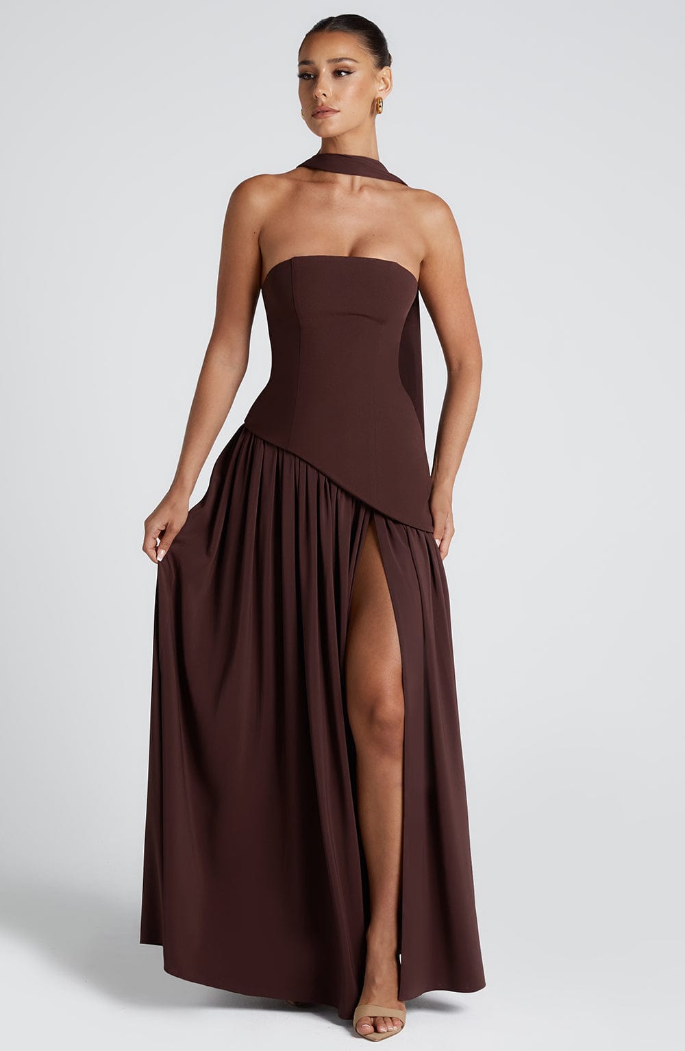 Maliyah Maxi Dress - Plum Brown Dress Babyboo Fashion Premium Exclusive Design