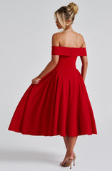 Miranda Midi Dress - Red Dress Babyboo Fashion Premium Exclusive Design