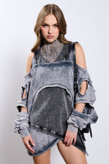 OFF DUTY MINERAL WASH SWEATSHIRT DRESS
