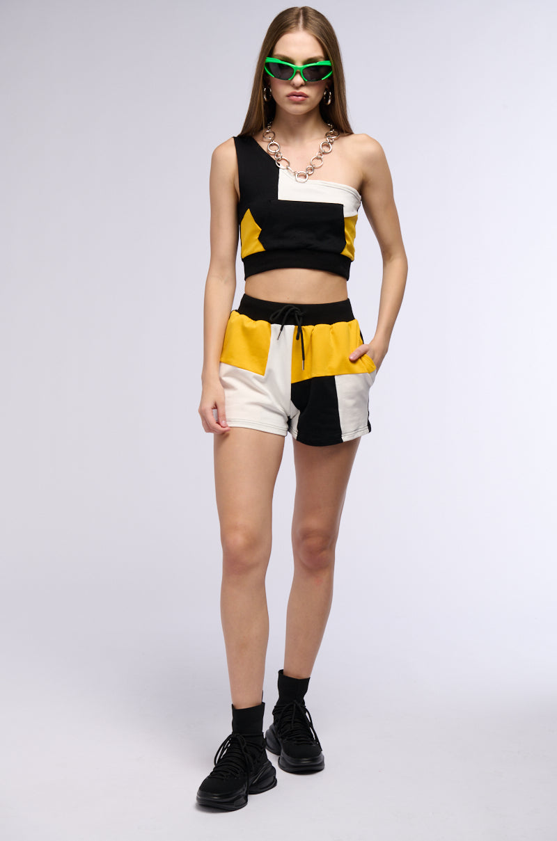 ON THE GO COLOR BLOCK ONE SHOULDER TANK