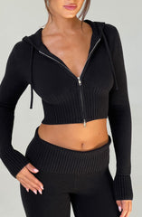 Portia Knit Hoodie - Black Tops Babyboo Fashion Premium Exclusive Design