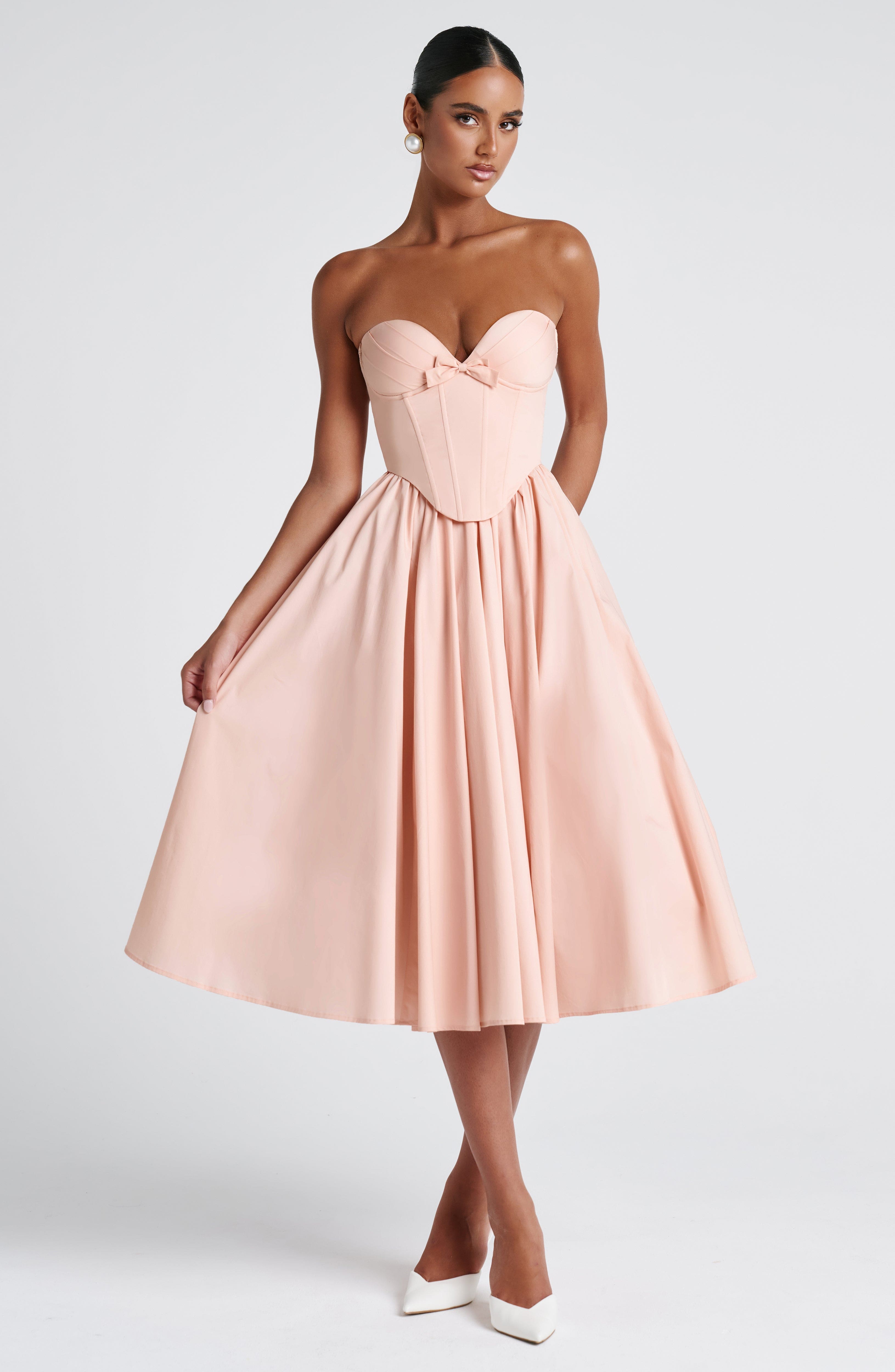 Prim Midi Dress - Soft Peach Dress Babyboo Fashion Premium Exclusive Design