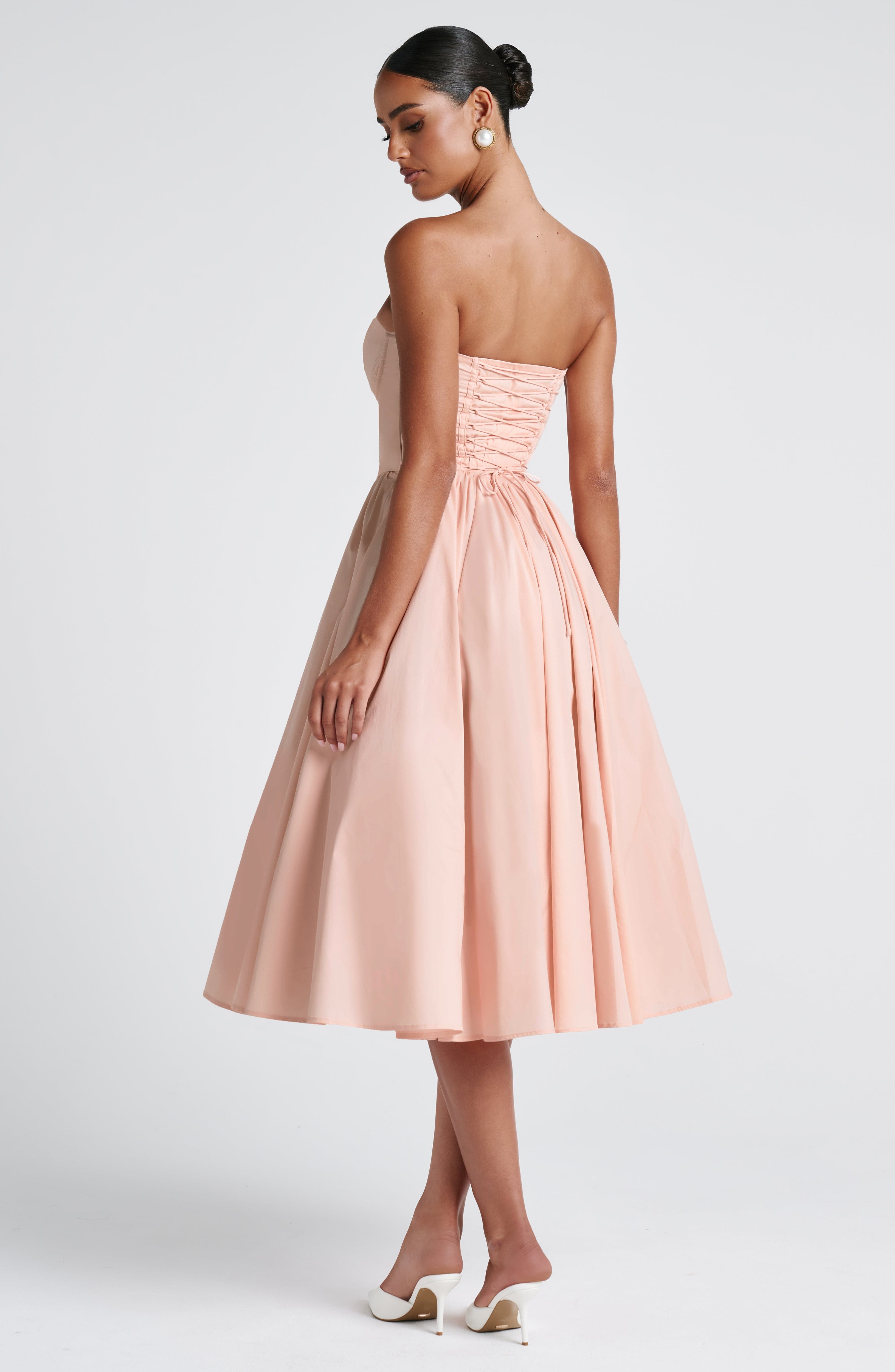 Prim Midi Dress - Soft Peach Dress Babyboo Fashion Premium Exclusive Design