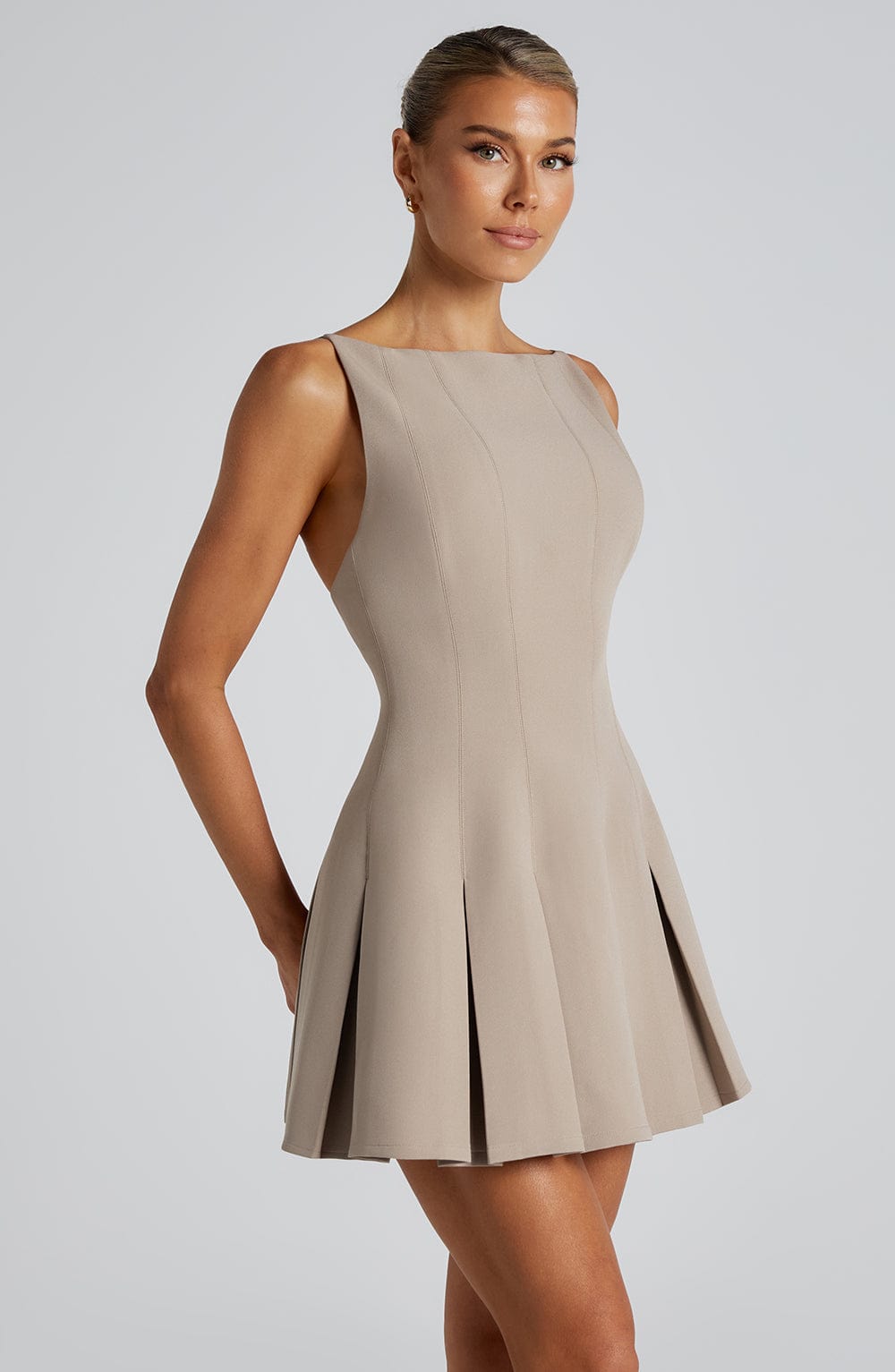 Rory Mini Dress - Taupe Dress Babyboo Fashion Premium Exclusive Design