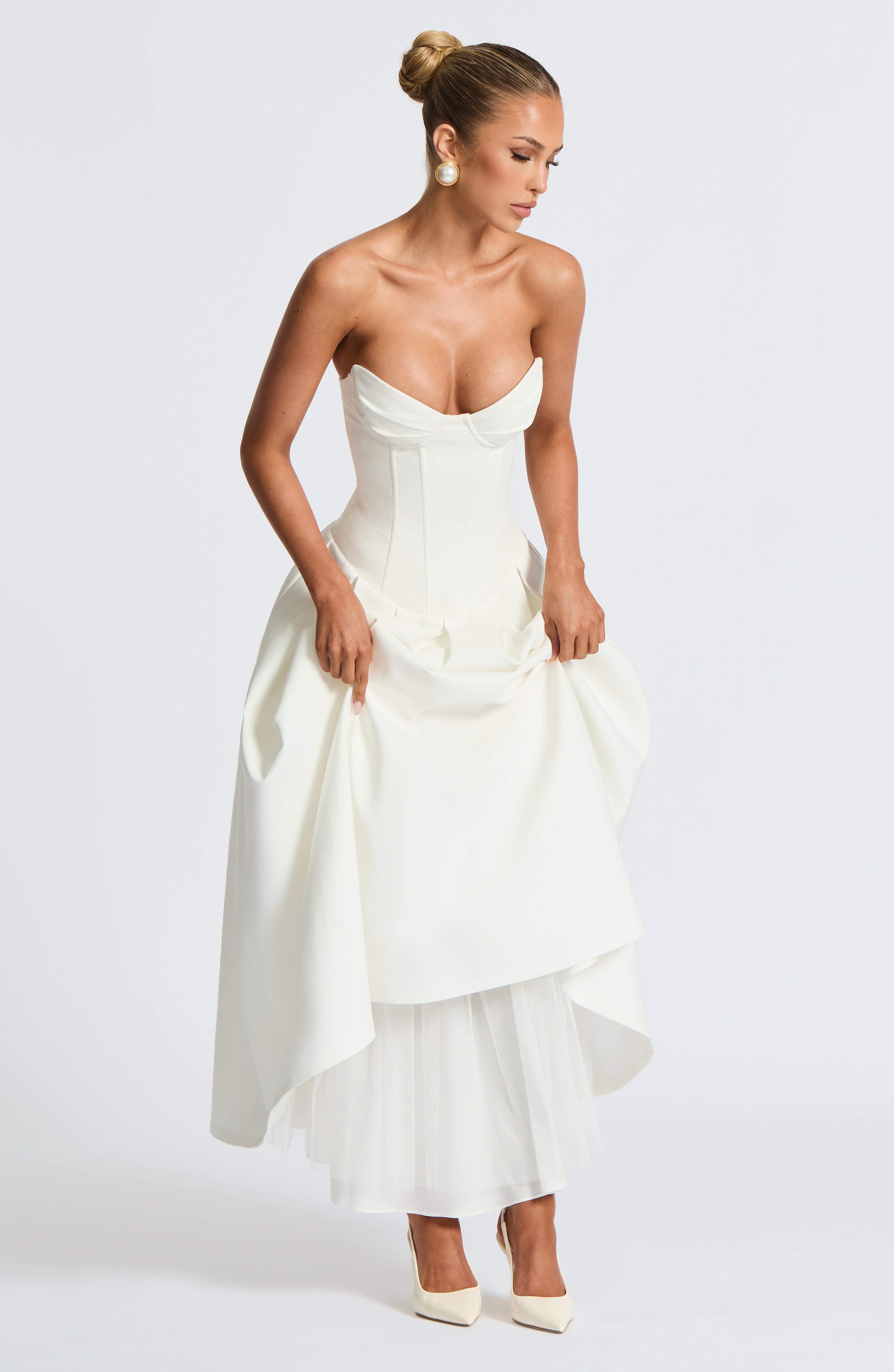 Salma Midi Dress - Ivory Dress Babyboo Fashion Premium Exclusive Design