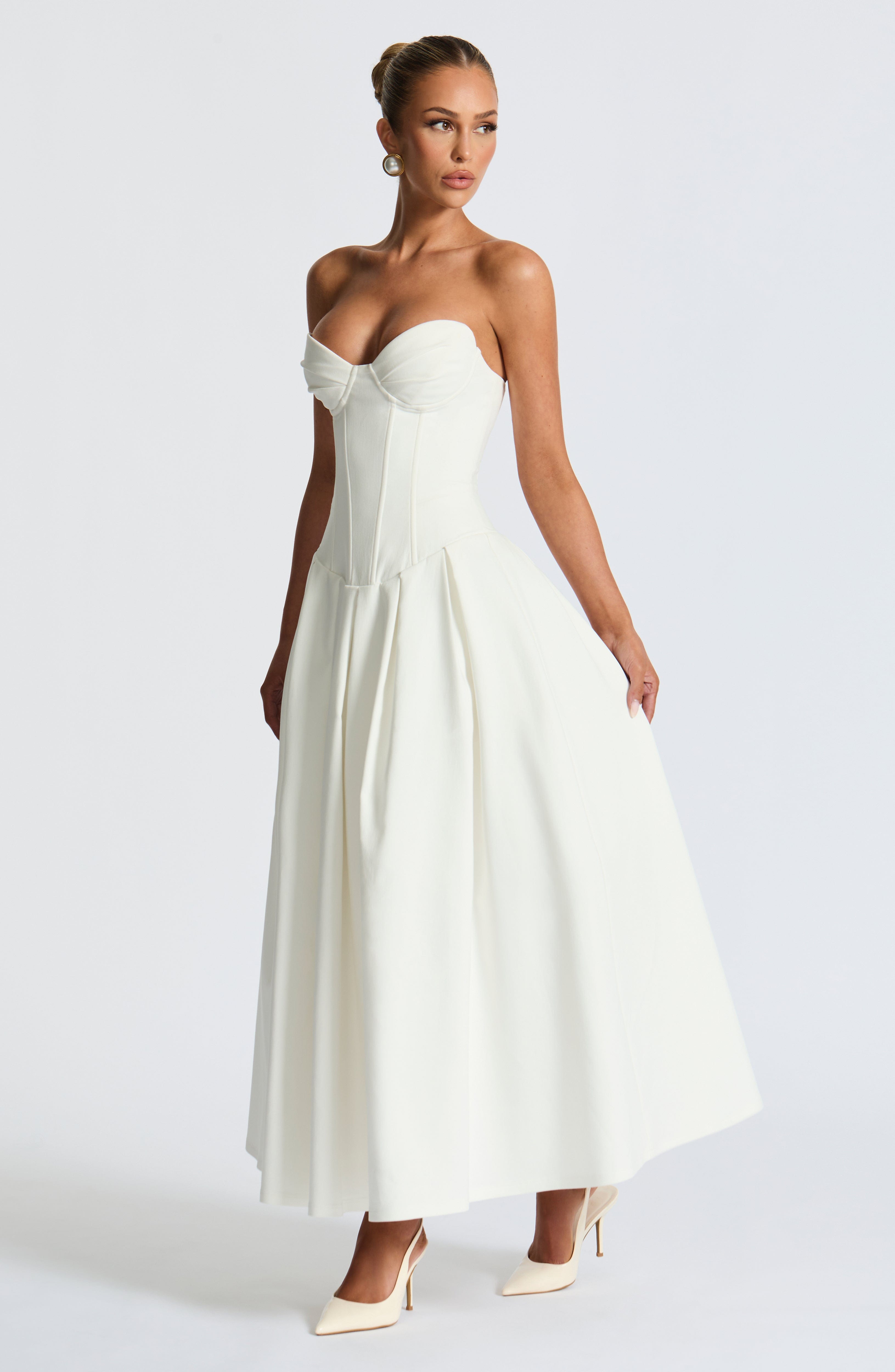 Salma Midi Dress - Ivory Dress Babyboo Fashion Premium Exclusive Design
