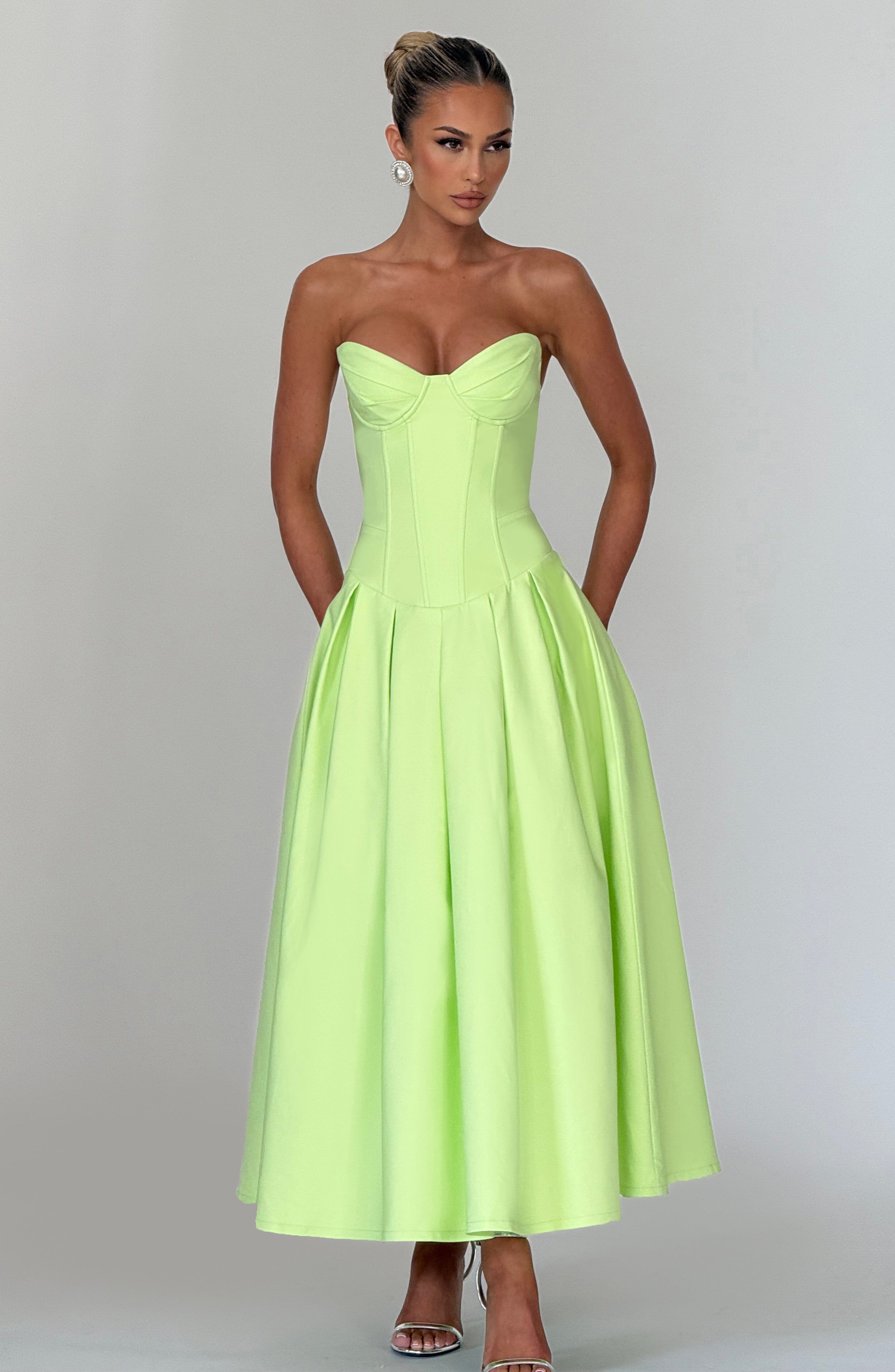 Salma Midi Dress - Lime Dress Babyboo Fashion Premium Exclusive Design