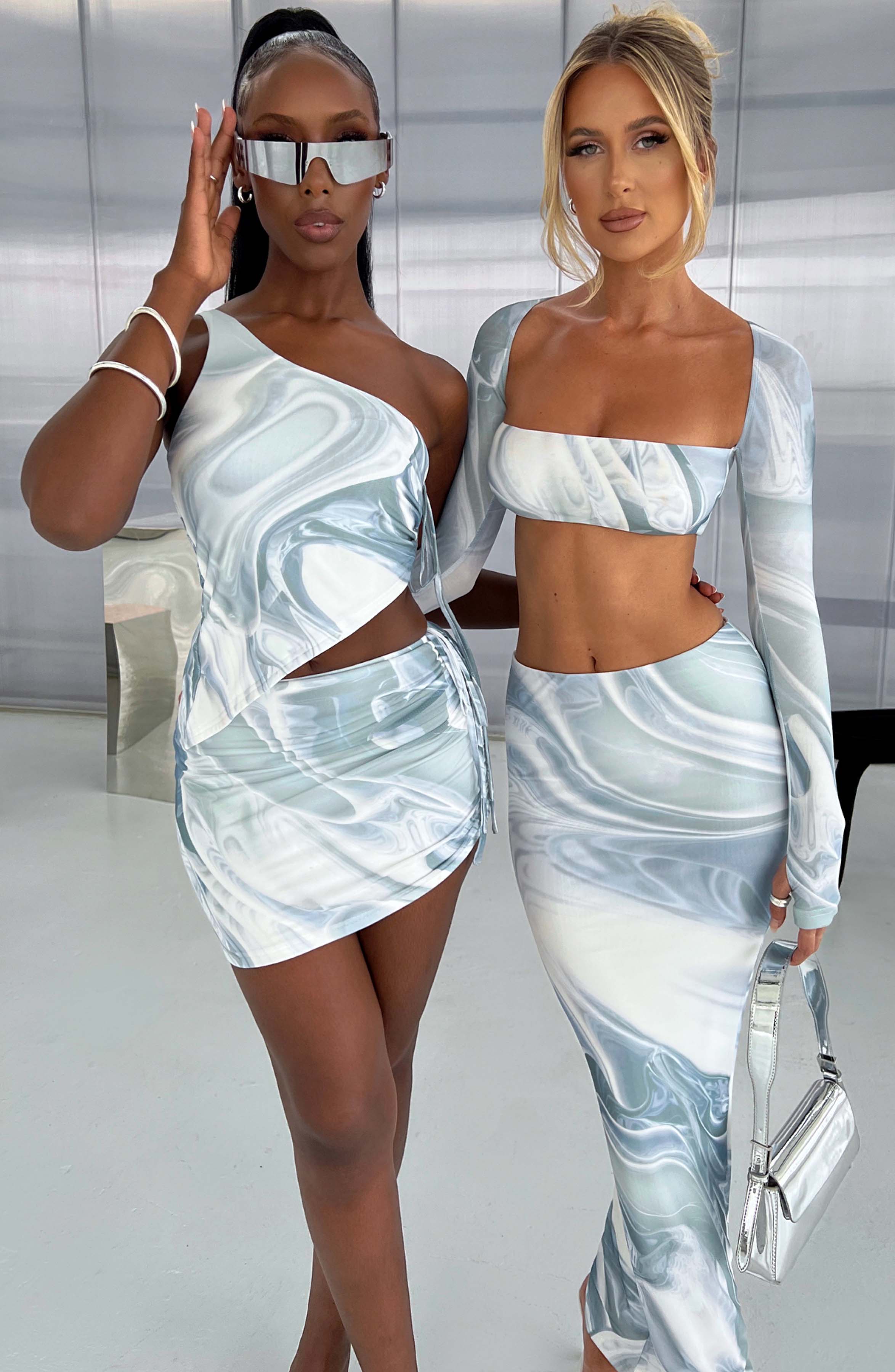 Stormi Mini Skirt - Grey Haze Print Skirt Babyboo Fashion Premium Exclusive Design