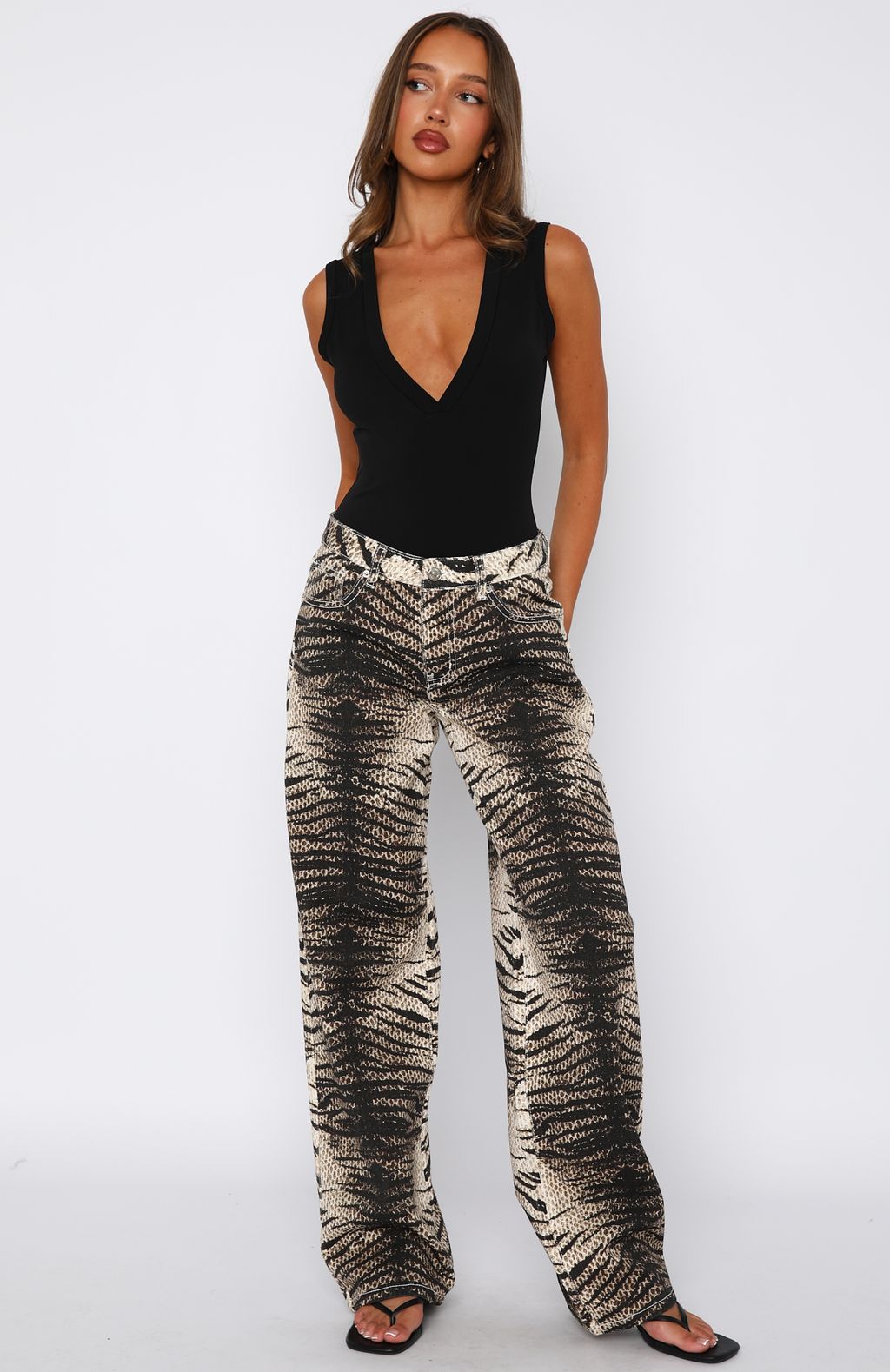 Tokyo Low Rise Wide Leg Jeans Tiger Mirage