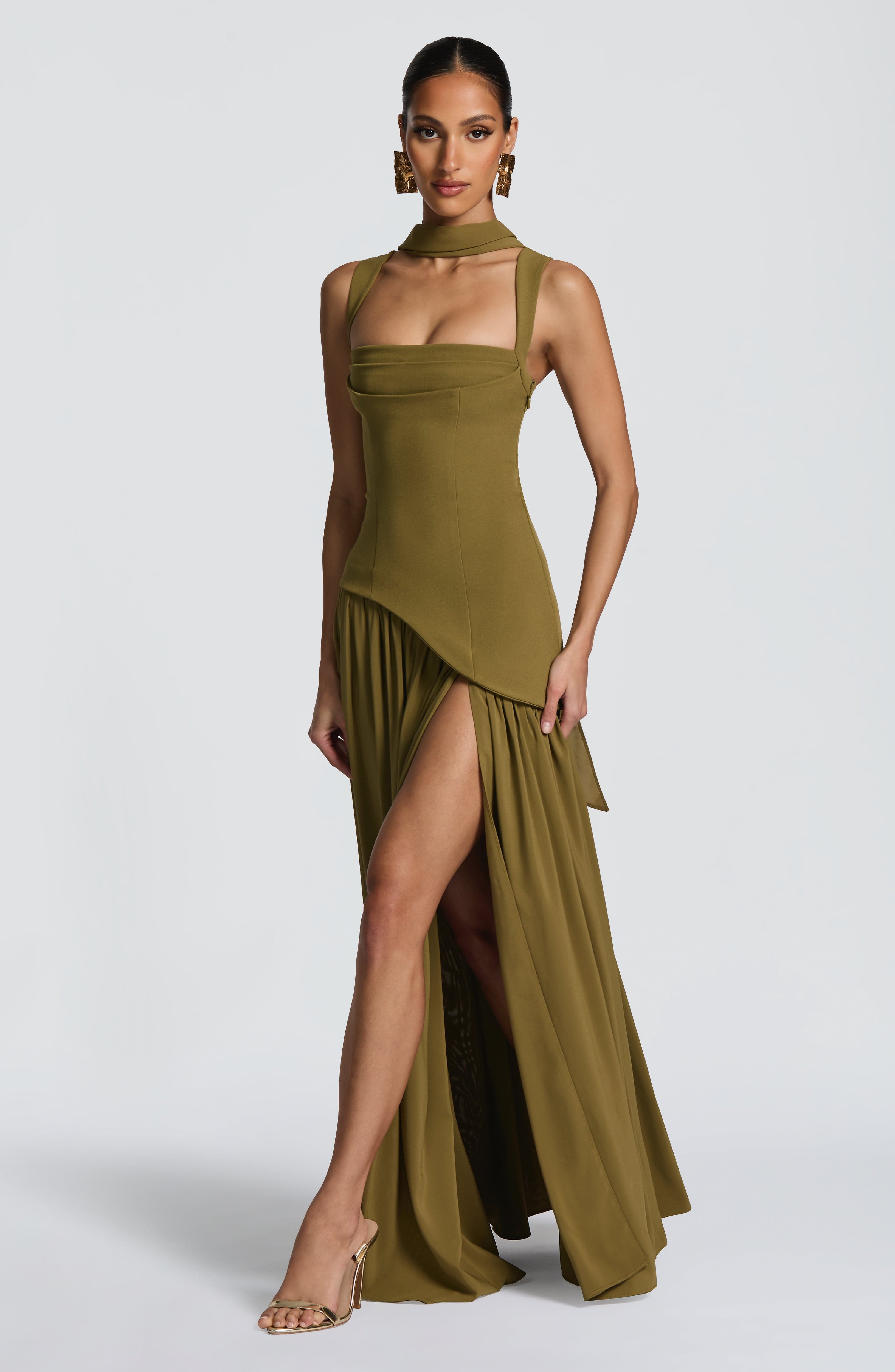 Tullulah Maxi Dress - Deep Olive Dress Babyboo Fashion Premium Exclusive Design