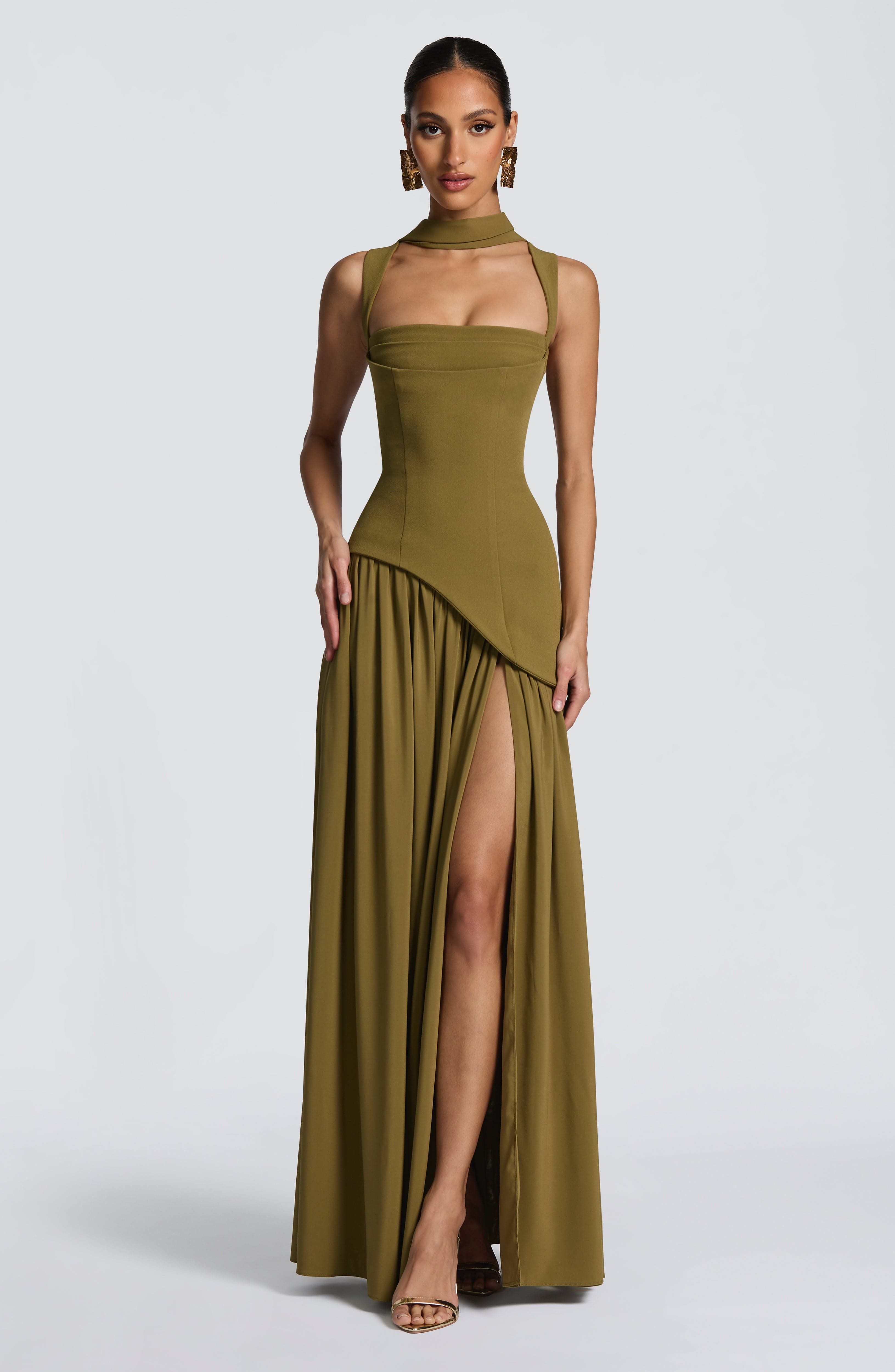 Tullulah Maxi Dress - Deep Olive Dress Babyboo Fashion Premium Exclusive Design