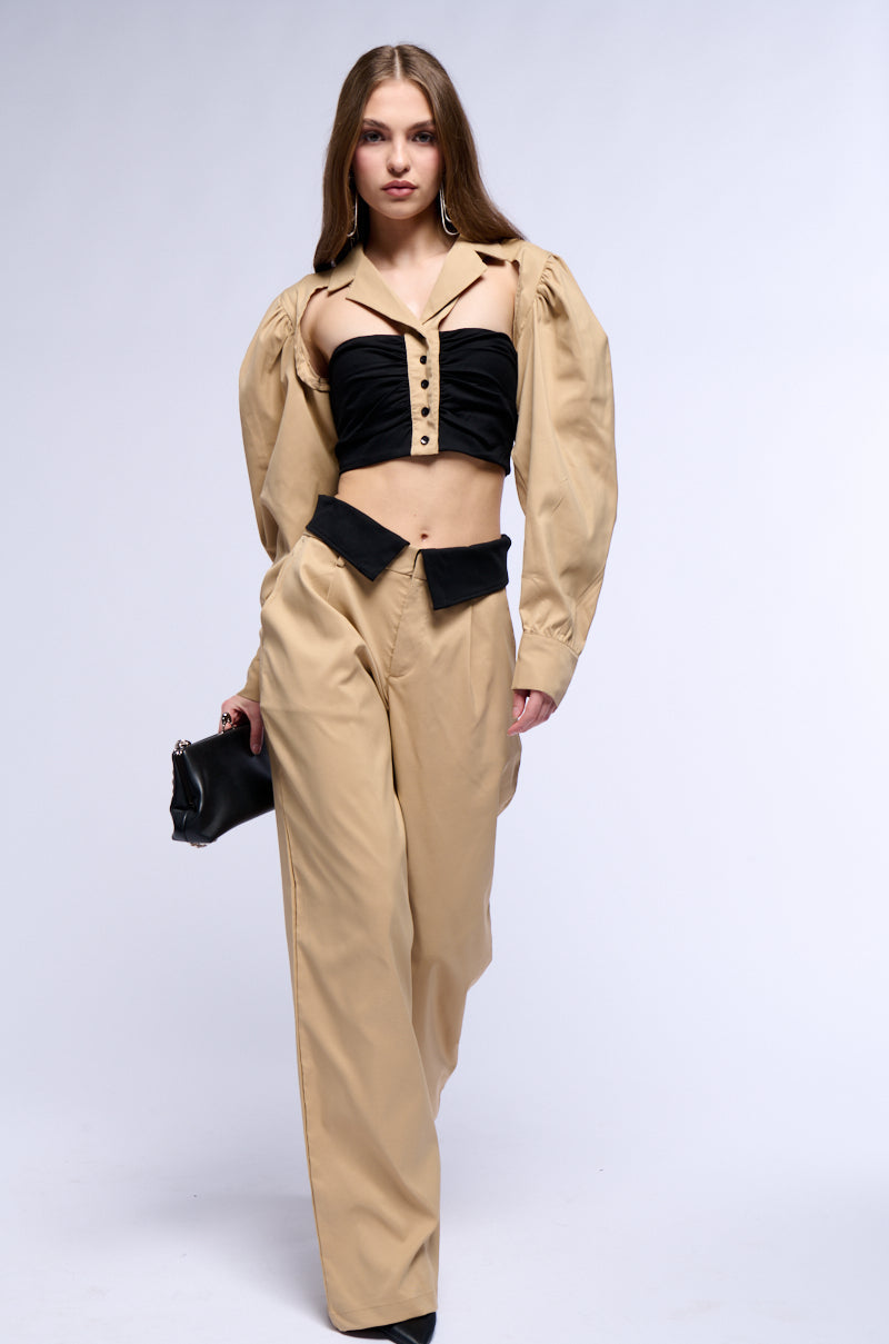 UNDERGROUND BUTTON DOWN CROP BLOUSE
