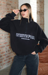 Hard To Stay Focused Teddy Borg Zip Front Sweater Black