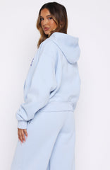Lucky Ones Boxy Zip Front Hoodie Baby Blue