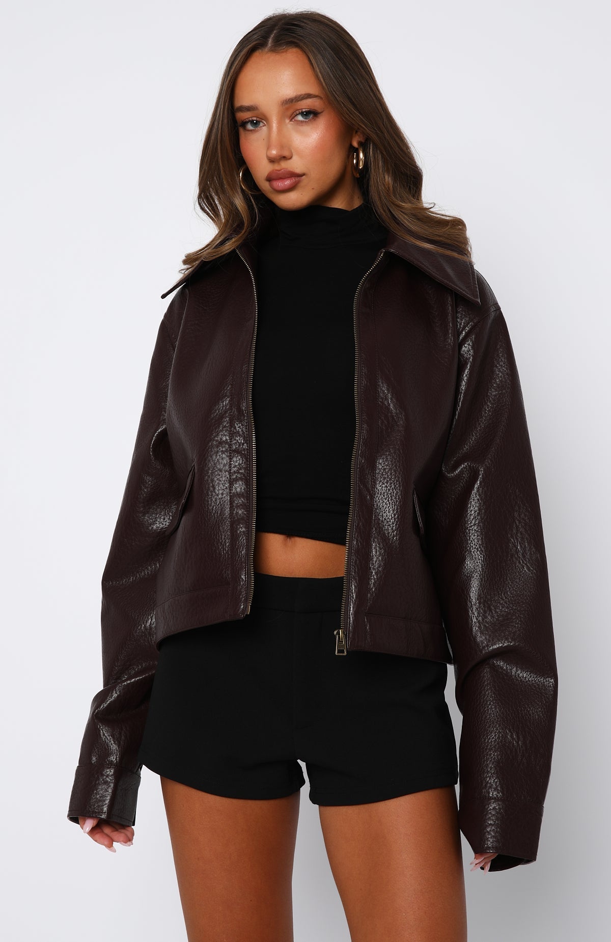 Nobody Told Me PU Jacket Plum