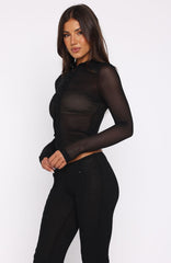 On My Own Wave Long Sleeve Top Black