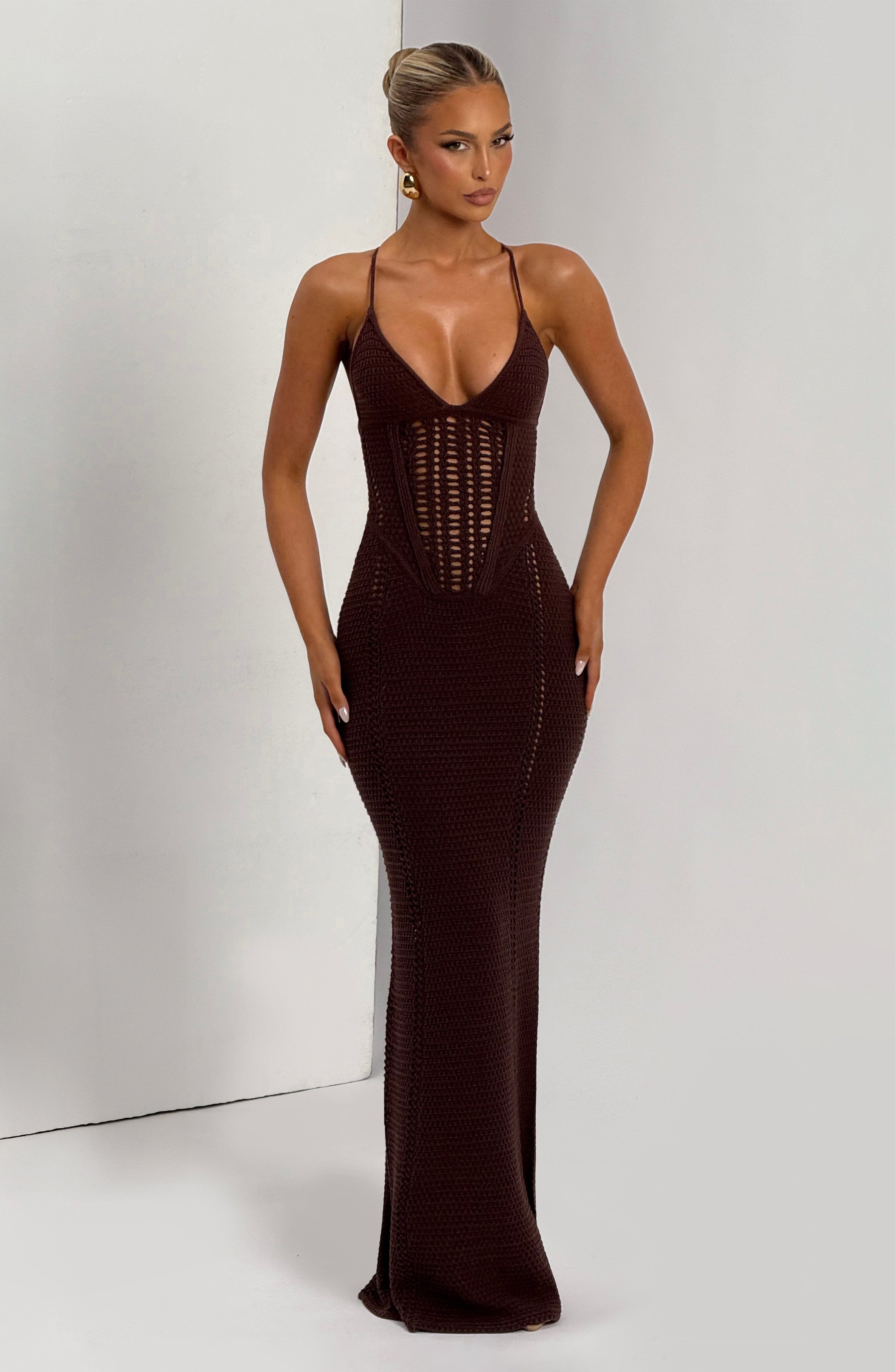 Xanthe Maxi Dress - Plum Brown Dress Babyboo Fashion Premium Exclusive Design